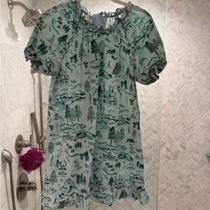 Hill House Katherine Dress with Green Scenic Print